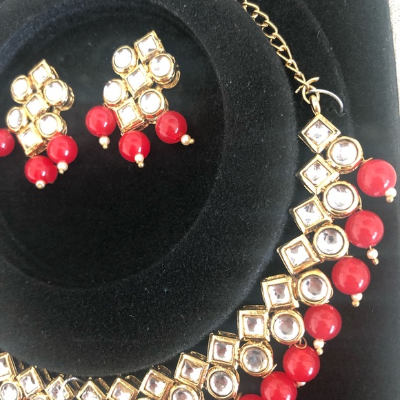 Red kundan Coker set - Picture 3 of 4